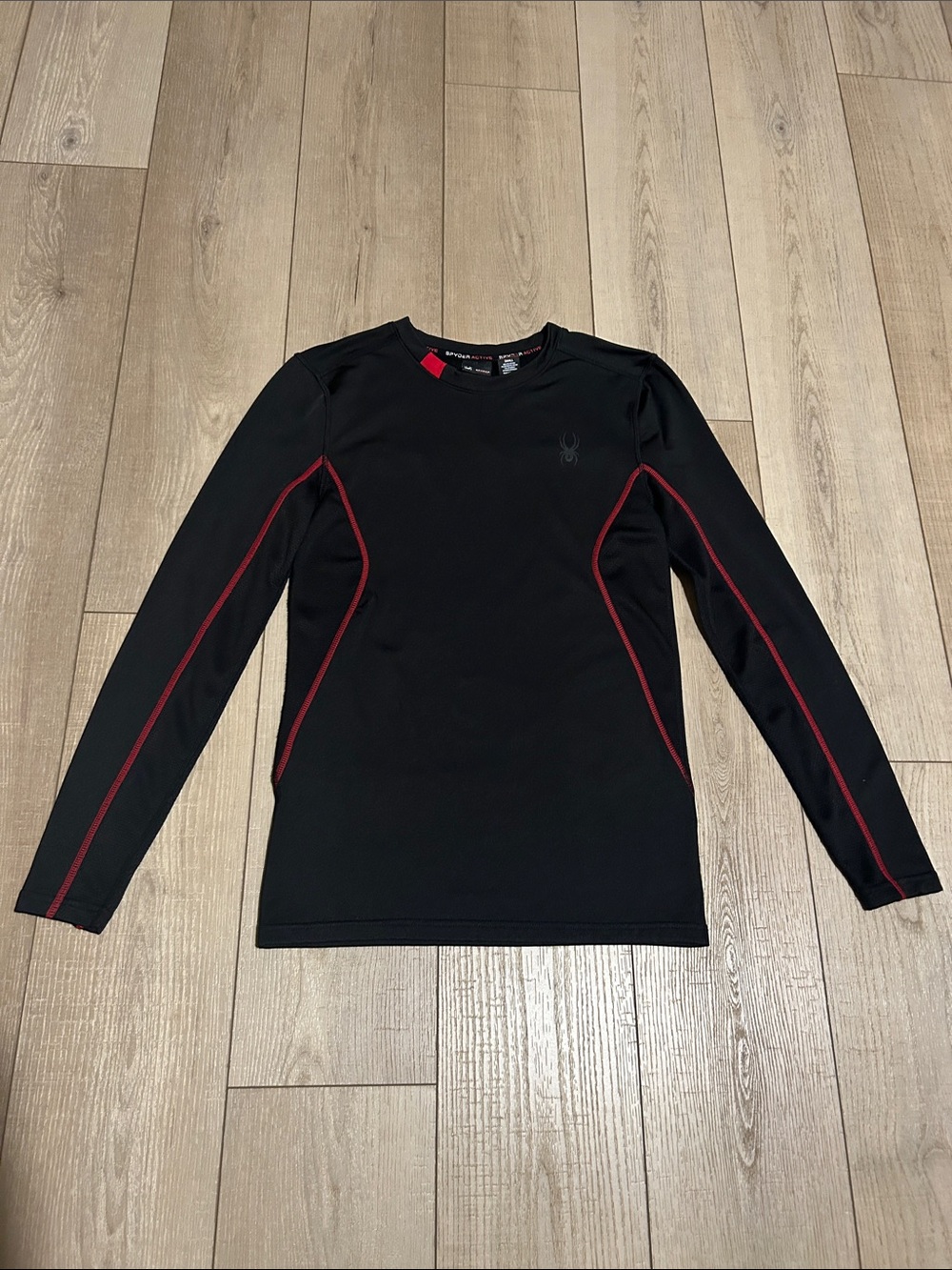 Spyder Black Long Sleeve Top with Red Piping